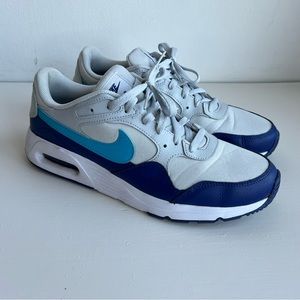 MENS NIKE AIR MAX SC SHOES / SIZE 12 / PLATINUM-WHITE-ROYAL BLUE